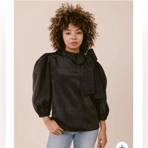 LaRoque Black Faille Berkeley Top with Tie, Size L